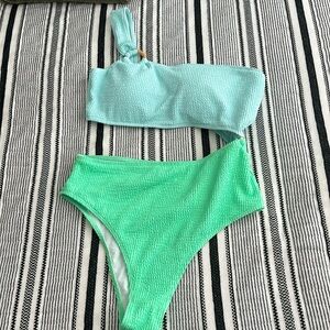 Pink Lily Color block one piece swimsuit